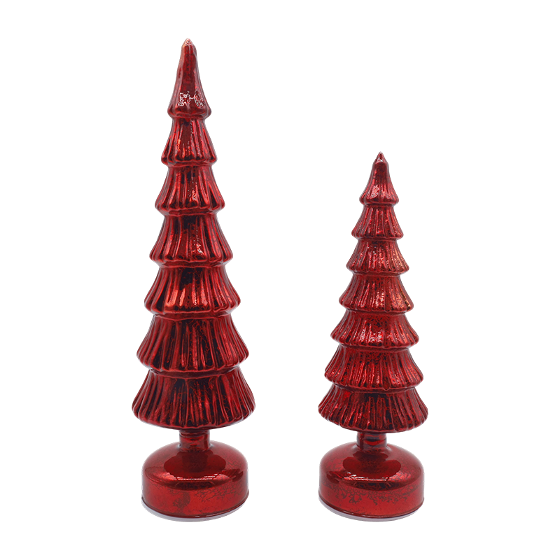 10×28 & 10×33cm Rotating Glass Christmas Tree Set - 2-Piece Festive Decor