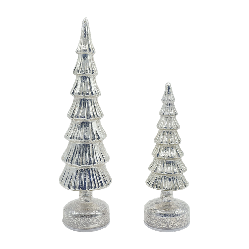 10×28 & 10×33cm Rotating Glass Christmas Tree Set - 2-Piece Festive Decor