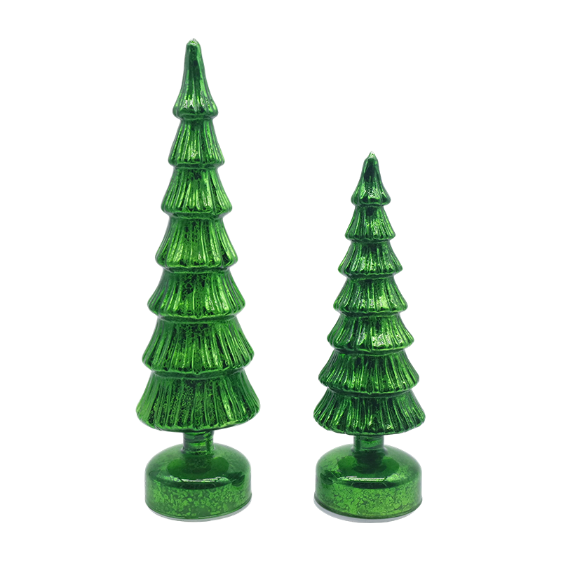 10×28 & 10×33cm Rotating Glass Christmas Tree Set - 2-Piece Festive Decor