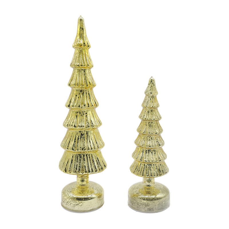 10×28 & 10×33cm Rotating Glass Christmas Tree Set - 2-Piece Festive Decor