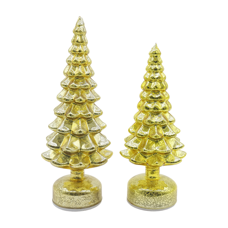 12×23 & 13×28cm Rotating LED Christmas Glass Tree 2-Piece Set - Festive Decor