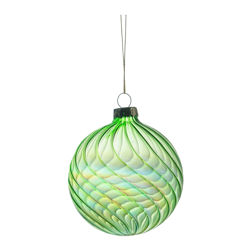 8cm Iridescent Swirl  Christmas Glass Bauble ball  