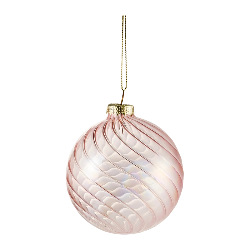 8cm Iridescent Swirl  Christmas Glass Bauble ball  