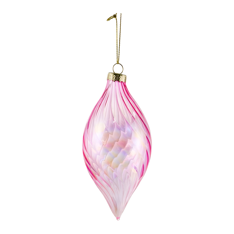 8cm Iridescent Swirl  Christmas Glass Bauble ball  