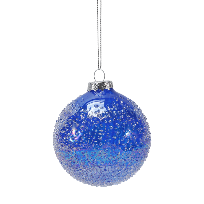 8cm Crystal Bead Embellished  Christmas Glass ball Ornament 