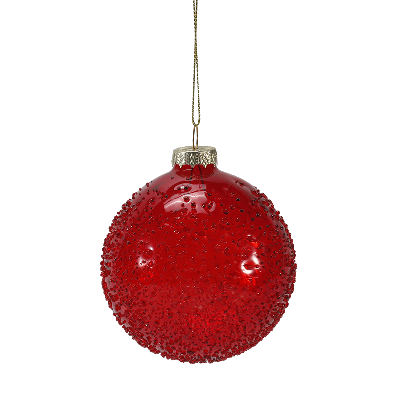 8cm Crystal Bead Embellished  Christmas Glass ball Ornament 
