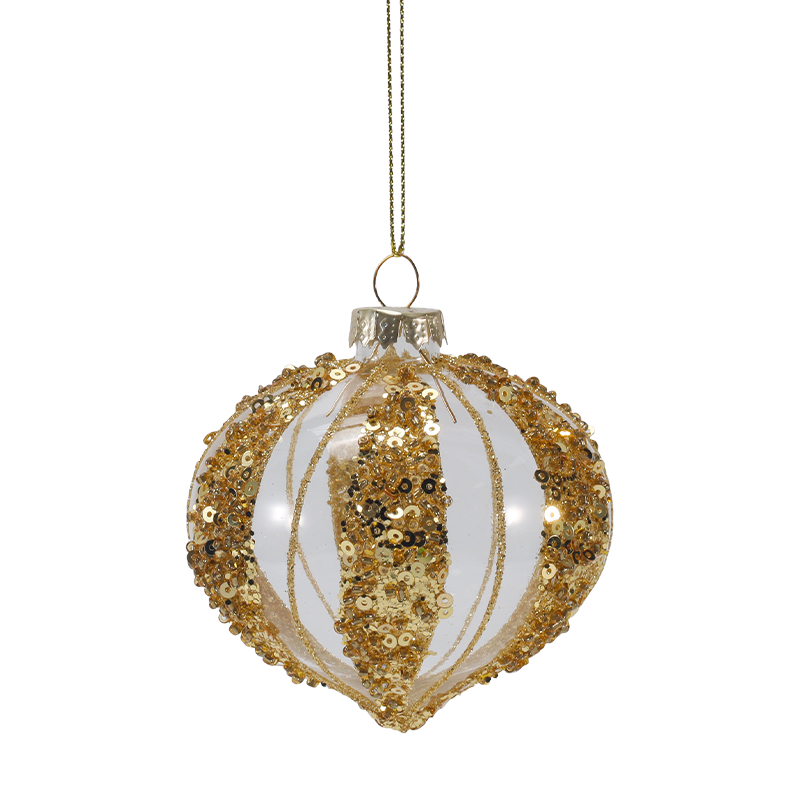 8cm Luxury Gold & Silver Christmas Glass ball Ornament (Single / Set of 4)