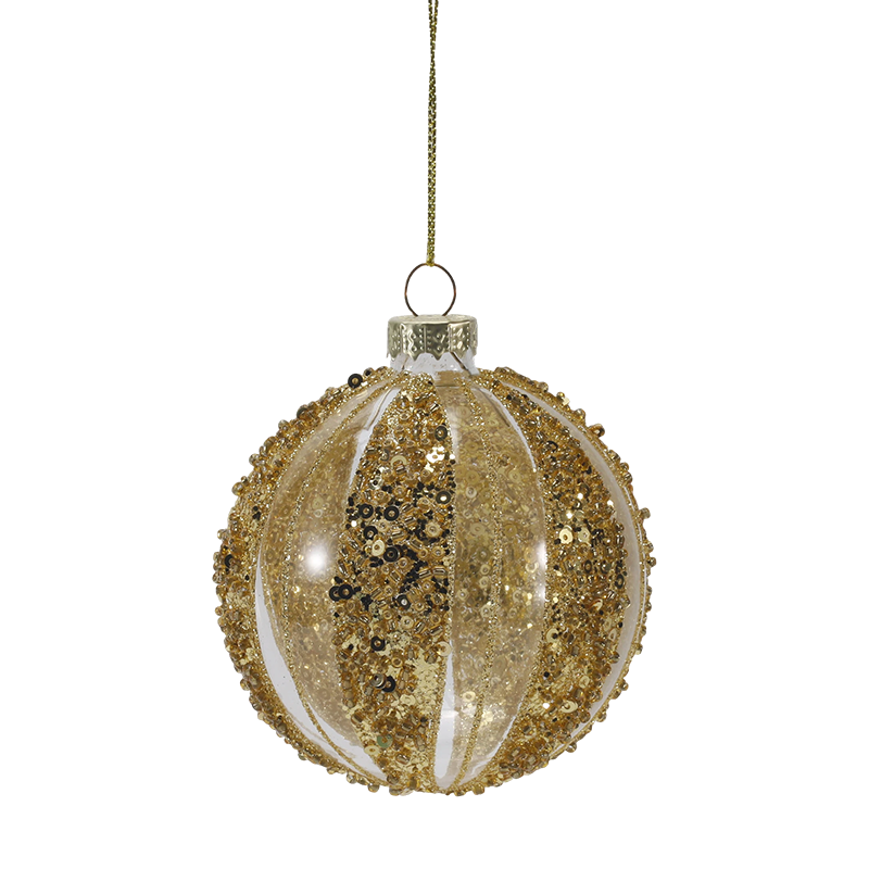 8cm Luxury Gold & Silver Christmas Glass ball Ornament (Single / Set of 4)