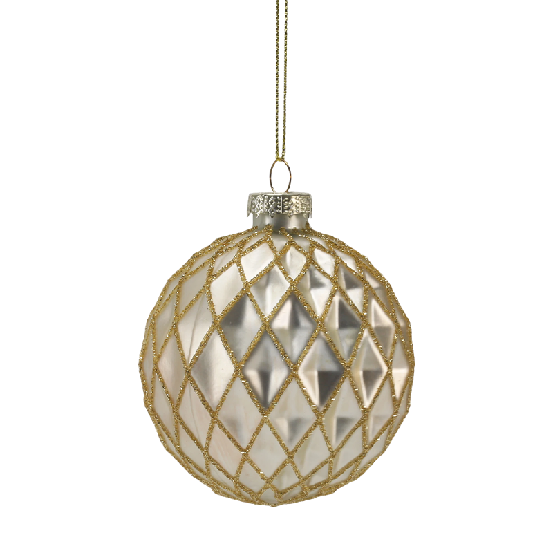 8cm Luxury Gold & Silver Christmas Glass Ornament (Single / Set of 3)
