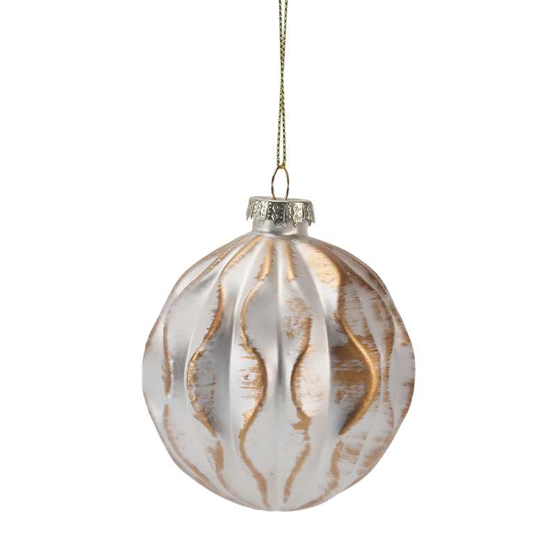 8cm Luxury Gold & Silver Christmas Glass Ornament (Single / Set of 3)