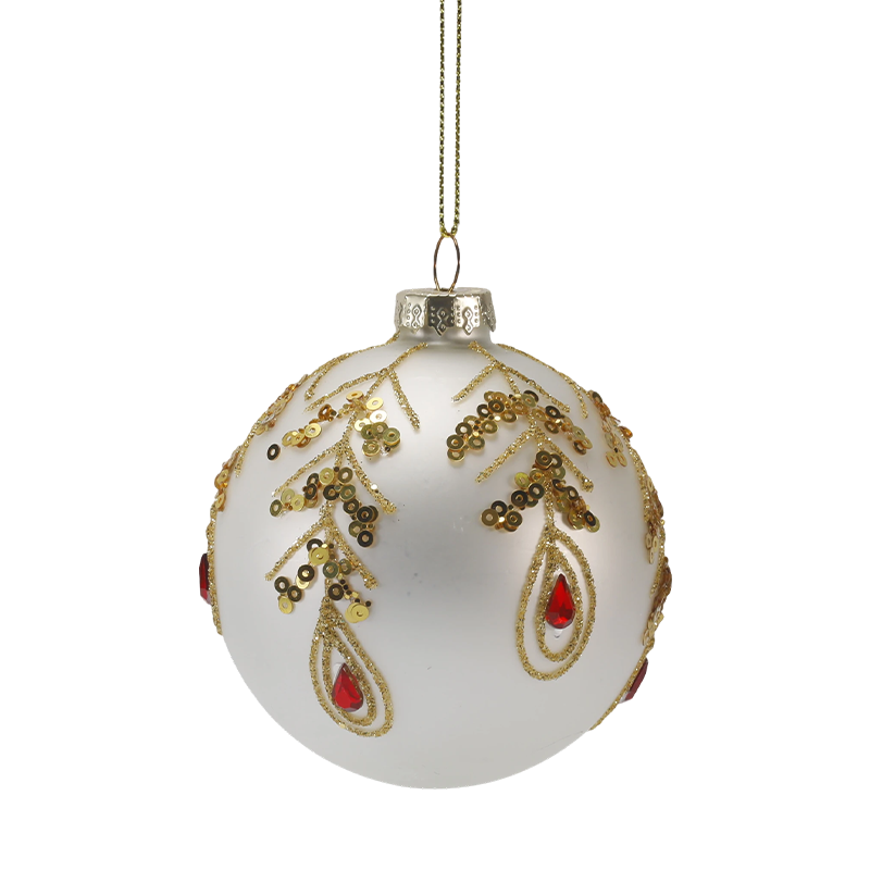 8cm Luxury Gold & Red Christmas Glass ball Ornament (Single / Set of 3)