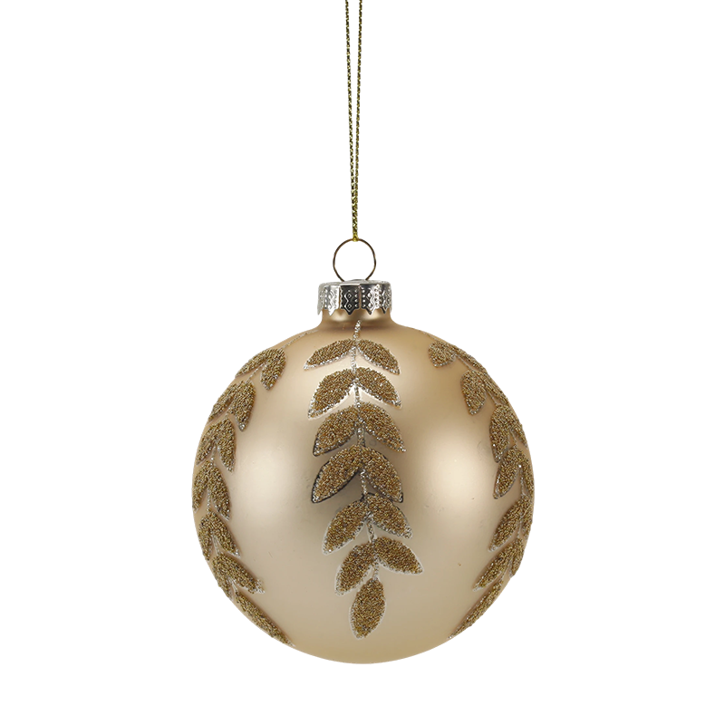 8cm Luxury Gold & Red Christmas Glass ball Ornament (Single / Set of 3)