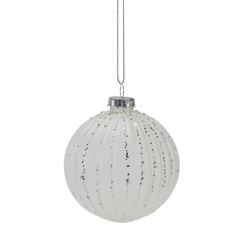 8cm Morandi Stripe  Christmas Glass ball Ornament (Single / Set of 3)