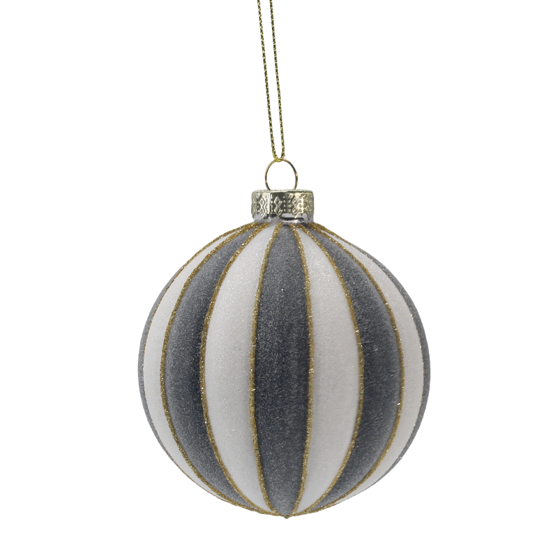 8cm Retro Plaid & Stripe  Christmas Glass ball Ornament (Single / Set of 3)