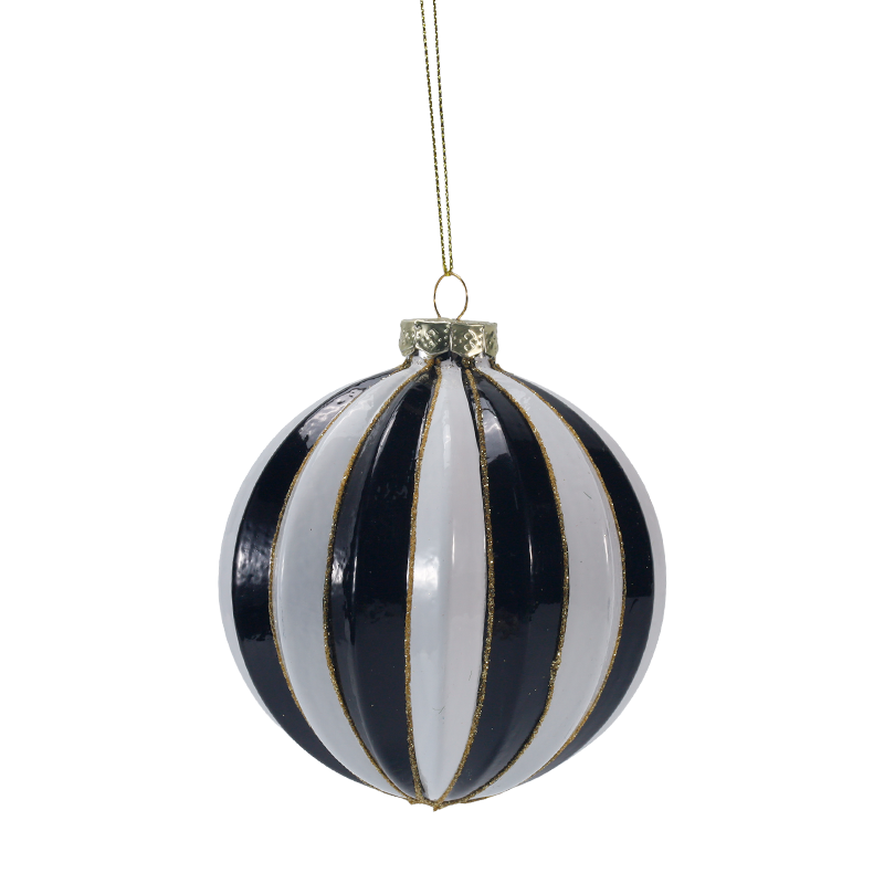 8cm Retro Plaid & Stripe  Christmas Glass ball Ornament (Single / Set of 3)