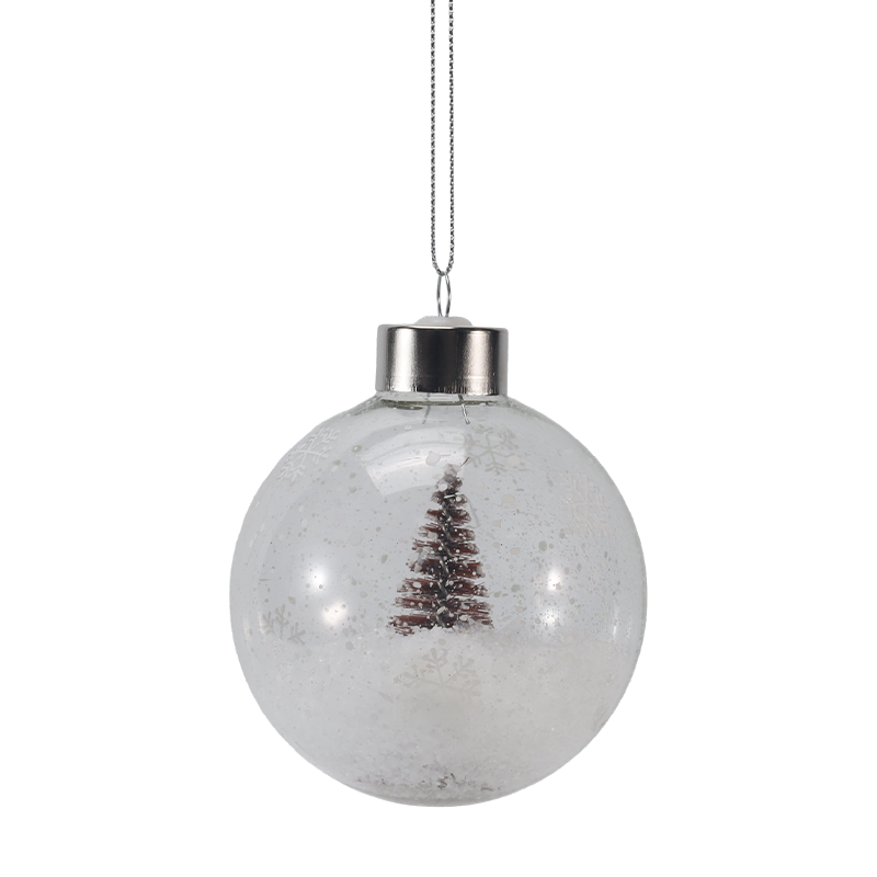 8cm Snowy Mini Tree Christmas Glass Ornament (Single / Set)