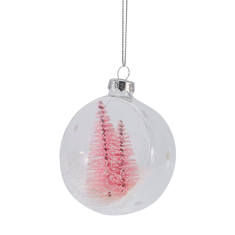 8cm Snowy Mini Tree Christmas Glass Ornament (Single / Set)