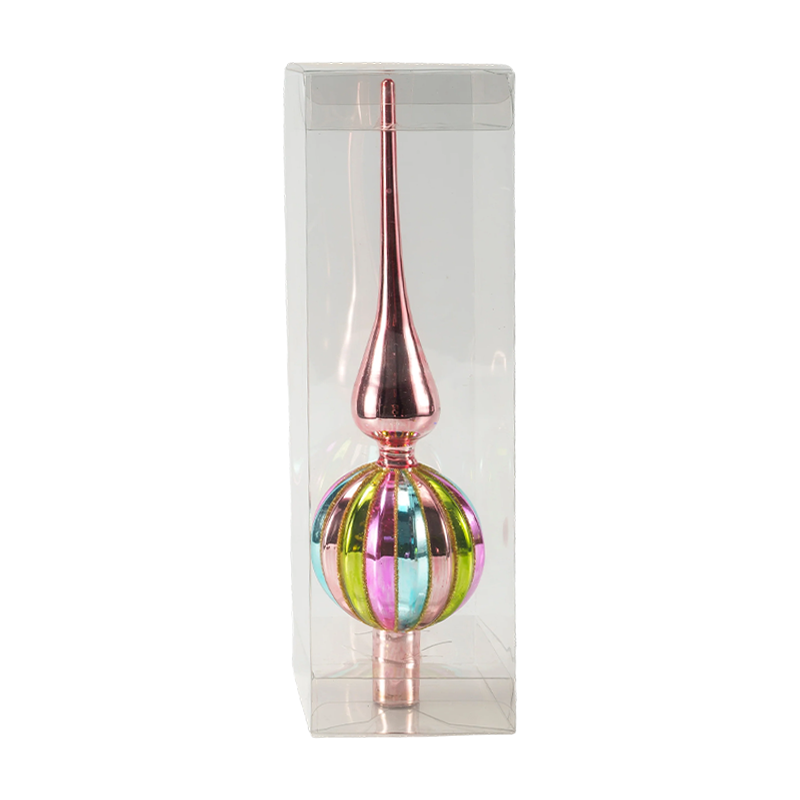 Christmas Glass Ornament Red Gold Bird Shape
