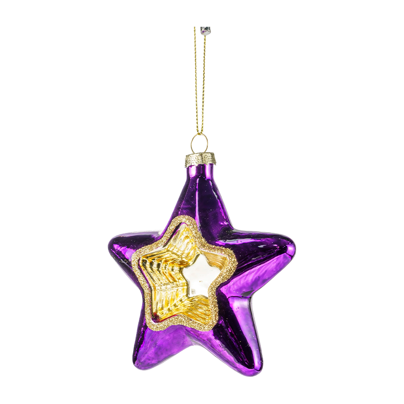 Christmas Glass Ornament Rainbow Star Shape