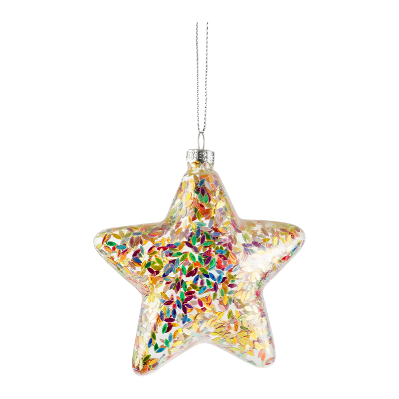 Christmas Glass Ornament Rainbow Star Shape