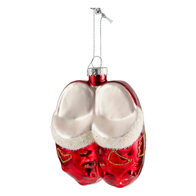 Christmas Glass Ornament Red Gold Bird Shape