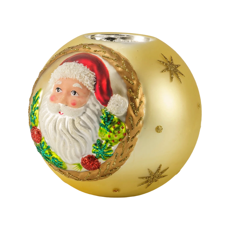 12*12Santa Claus Embossed Glass Candle Holder