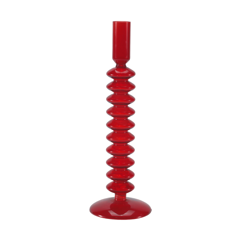 8*20Red Stacked Bubble Glass Candle Holder