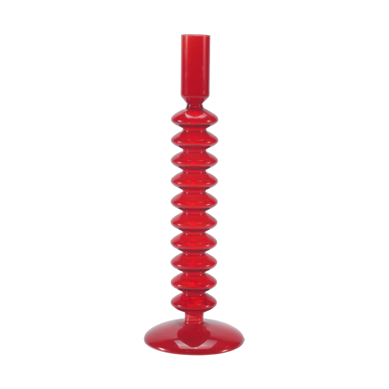 8*20Red Stacked Bubble Glass Candle Holder