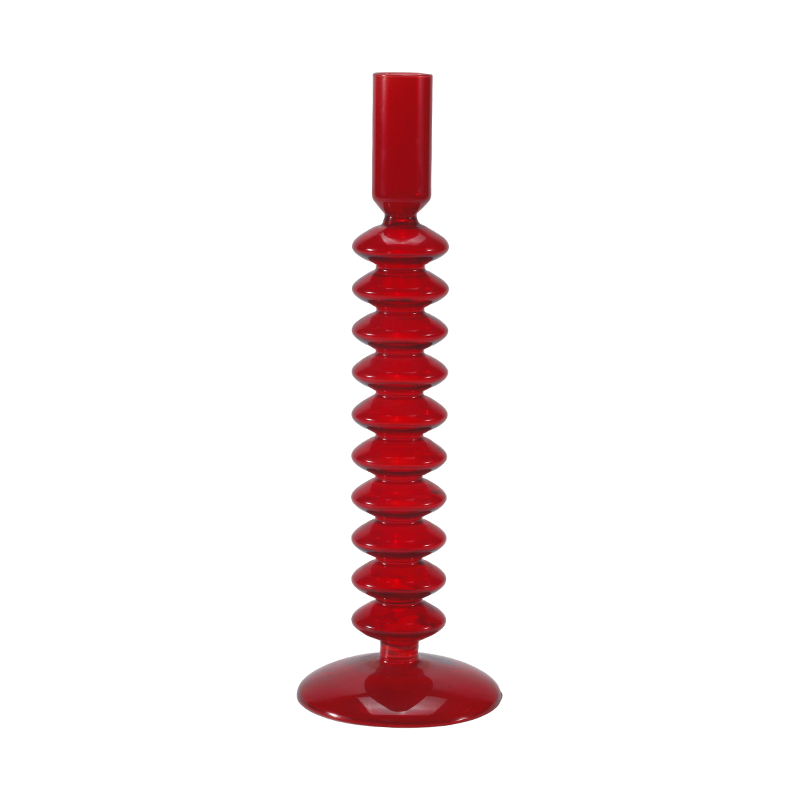 8*20Red Stacked Bubble Glass Candle Holder