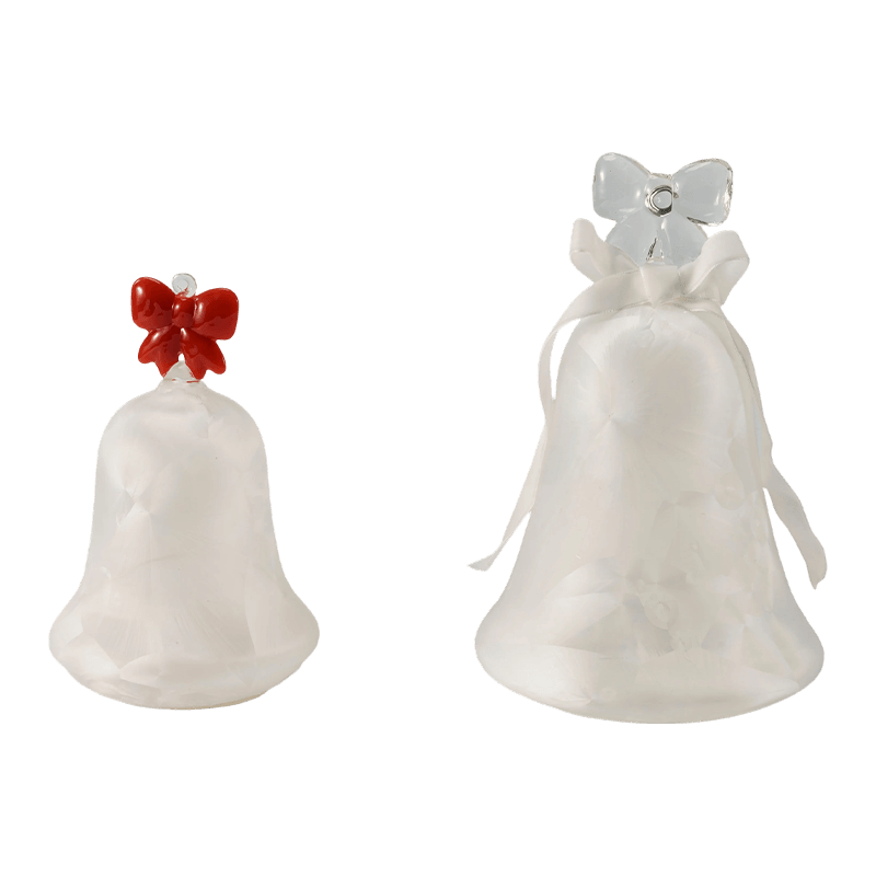 Mercury Glass Angel Figurine / Frosted/Glitter Glass Bell Decor (with LED)