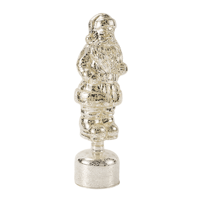 Vintage Mercury Glass Santa Claus Figurine  (Red / Silver / Light Green Finish)