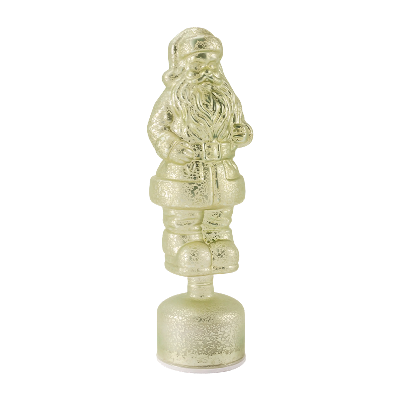 Vintage Mercury Glass Santa Claus Figurine  (Red / Silver / Light Green Finish)