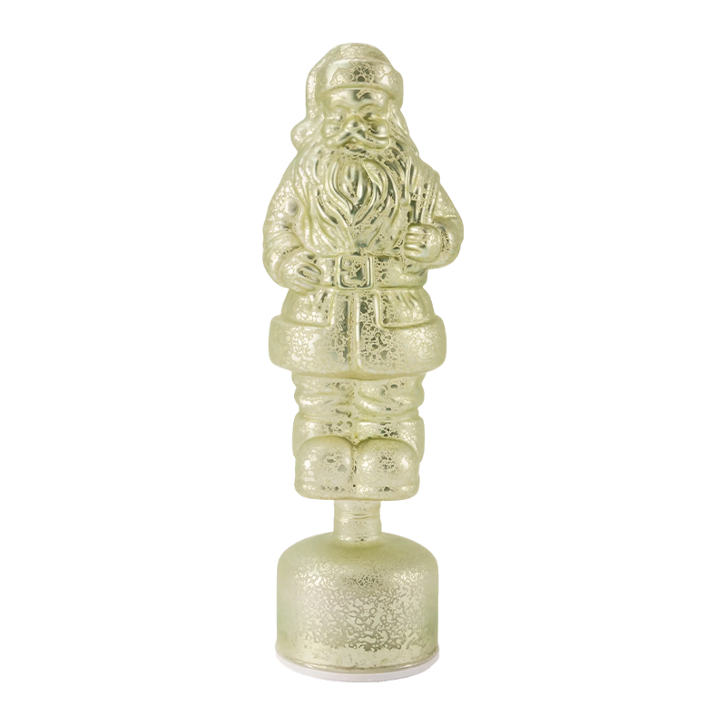 Vintage Mercury Glass Santa Claus Figurine  (Red / Silver / Light Green Finish)