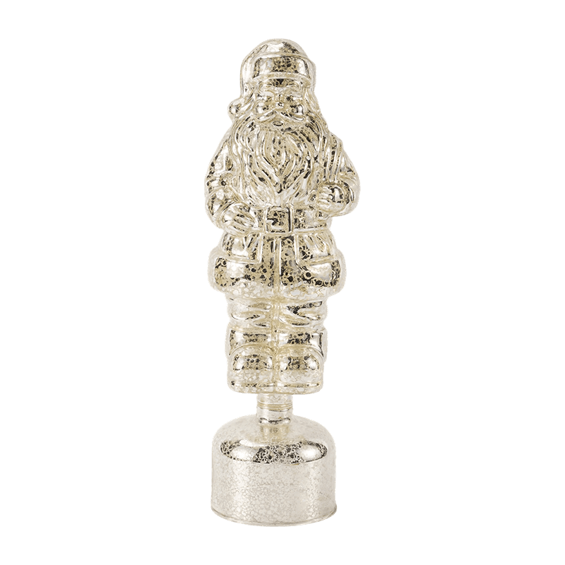 Vintage Mercury Glass Santa Claus Figurine  (Red / Silver / Light Green Finish)