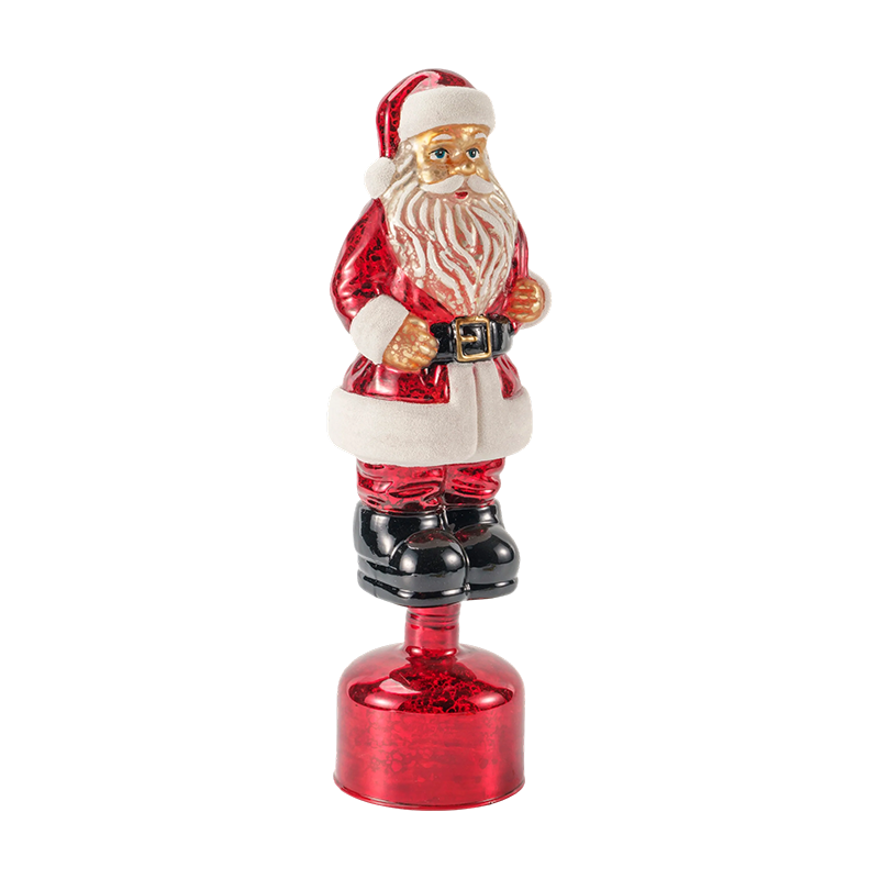 Vintage Mercury Glass Santa Claus Figurine  (Red / Silver / Light Green Finish)