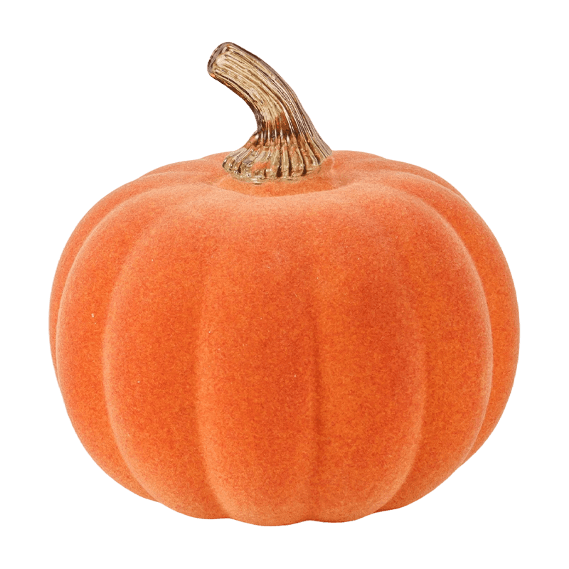 Velvet/Flocked Decorative Pumpkin with Glass Stem