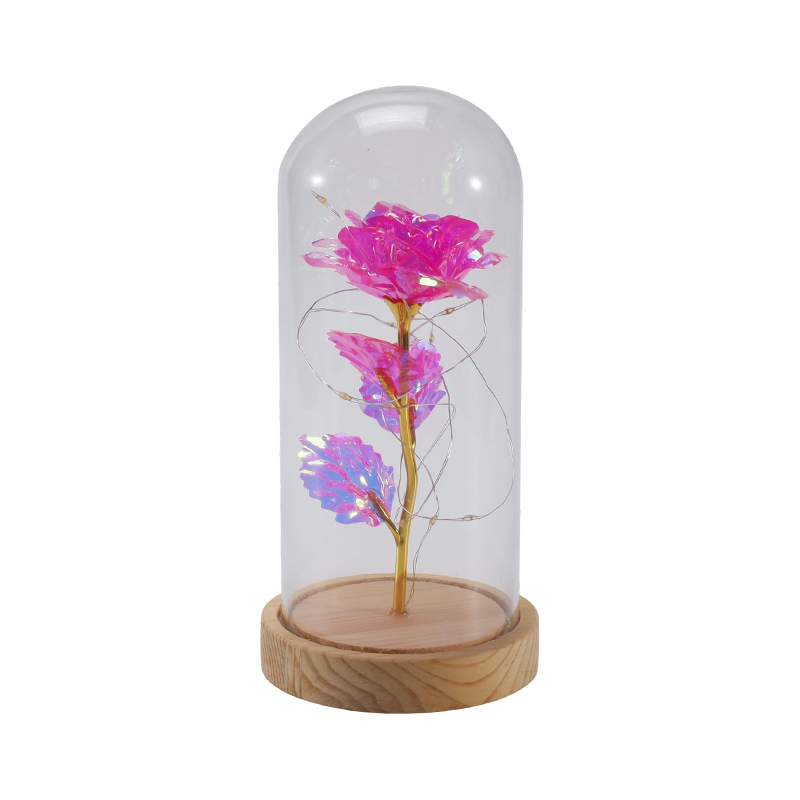 Galaxy Rose Glass Cloche Light  (With/Without Teddy Bear, Multiple Colors)