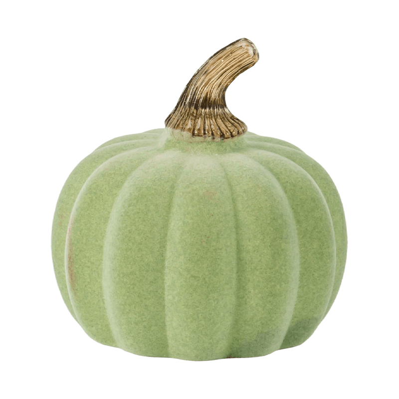 Velvet/Flocked Decorative Pumpkin with Glass Stem