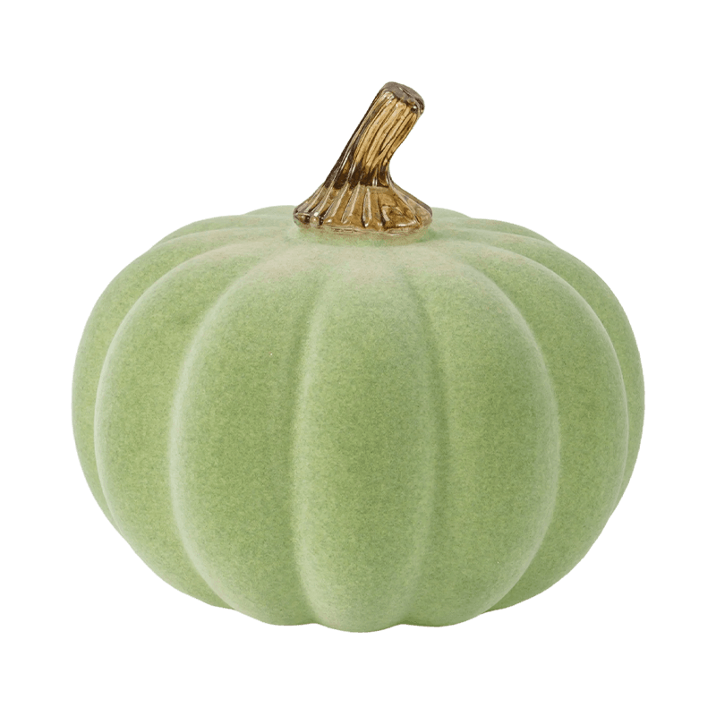 Velvet/Flocked Decorative Pumpkin with Glass Stem