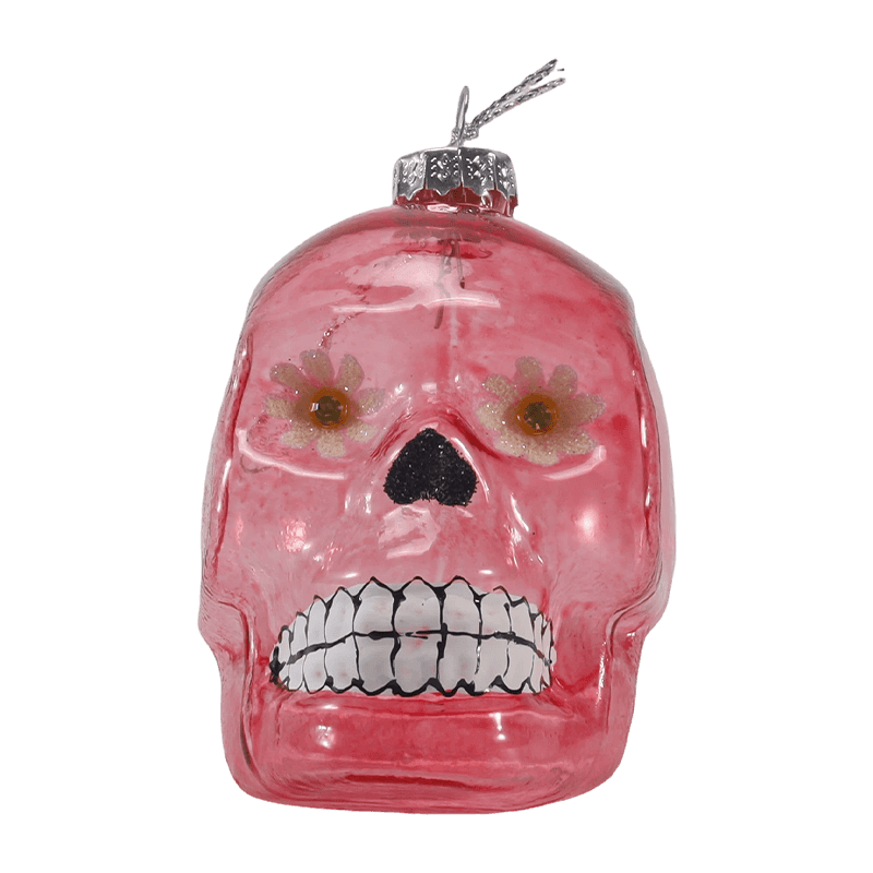 Iridescent Skull Decor / Sugar Skull Glass  Ornament Set