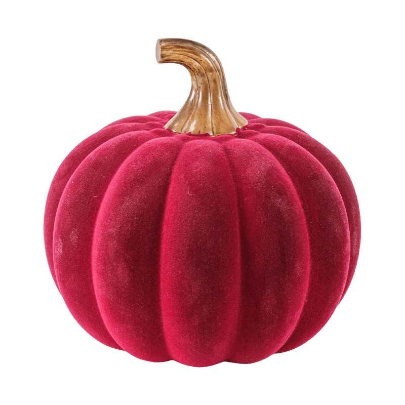 Velvet/Flocked Decorative Pumpkin with Glass Stem