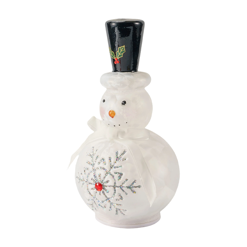 Festive Glass Snowman Figurine  (Clear / Matte White Finish)