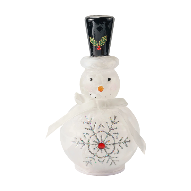 Festive Glass Snowman Figurine  (Clear / Matte White Finish)