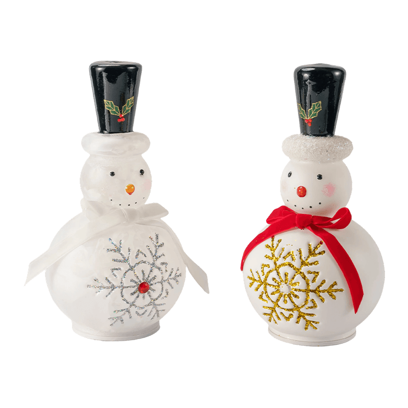 Festive Glass Snowman Figurine  (Clear / Matte White Finish)