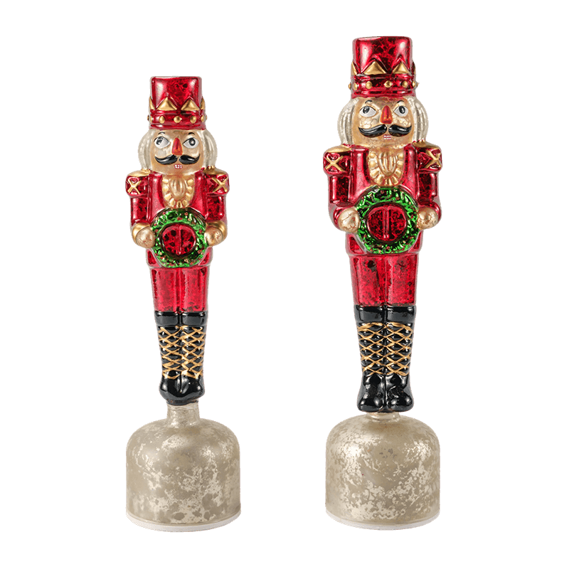 Vintage Mercury Glass Nutcracker Figurine  (Red Finish)