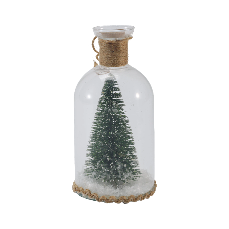 Festive Glass Cloche & Bottle Light  (Snowman Scene / Pine Berry / Christmas Tree Styles)