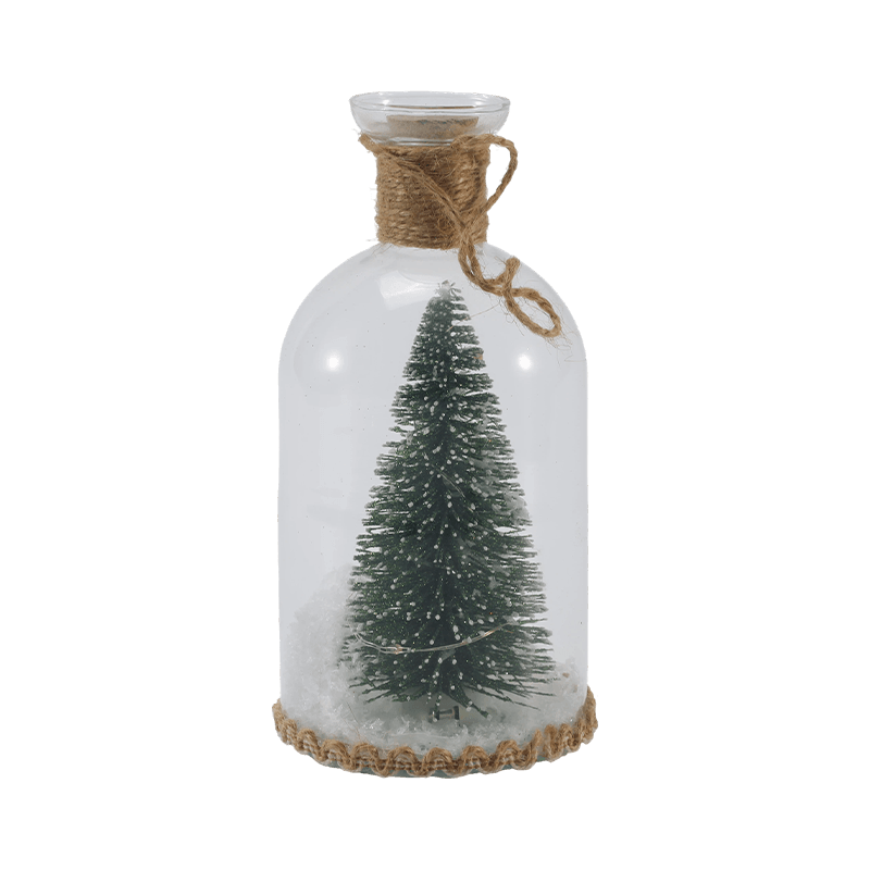 Festive Glass Cloche & Bottle Light  (Snowman Scene / Pine Berry / Christmas Tree Styles)