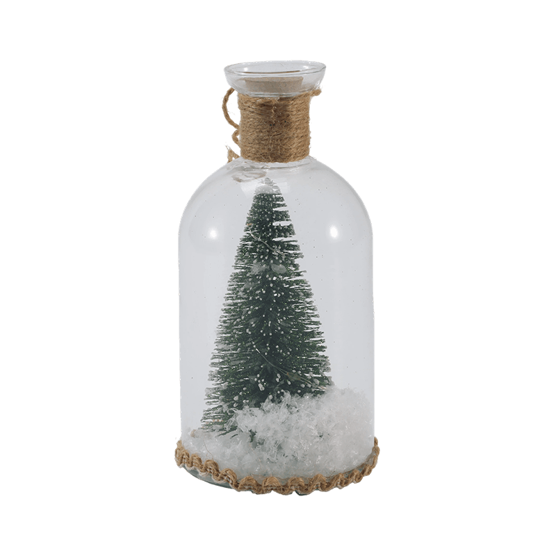 Festive Glass Cloche & Bottle Light  (Snowman Scene / Pine Berry / Christmas Tree Styles)