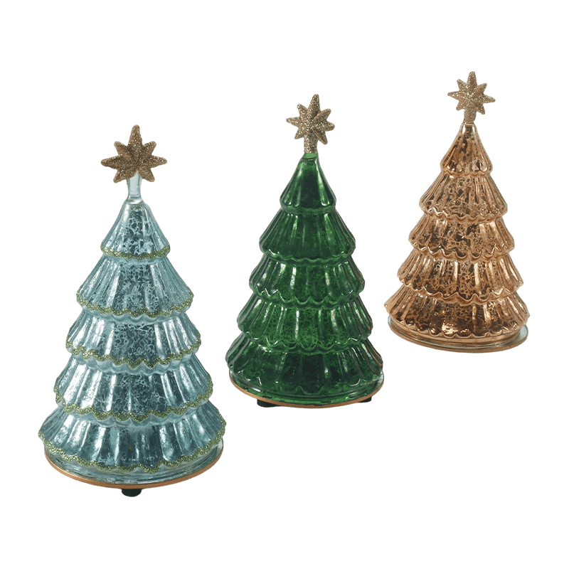 10*20 cmVintage Mercury Glass Layered Christmas Tree Light