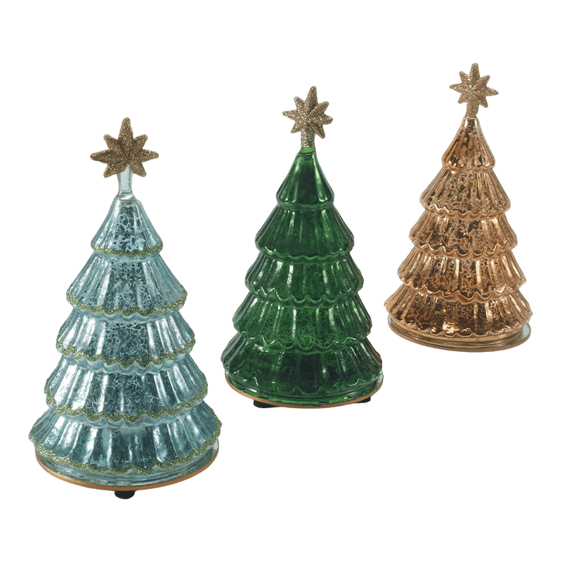 10*20 cmVintage Mercury Glass Layered Christmas Tree Light